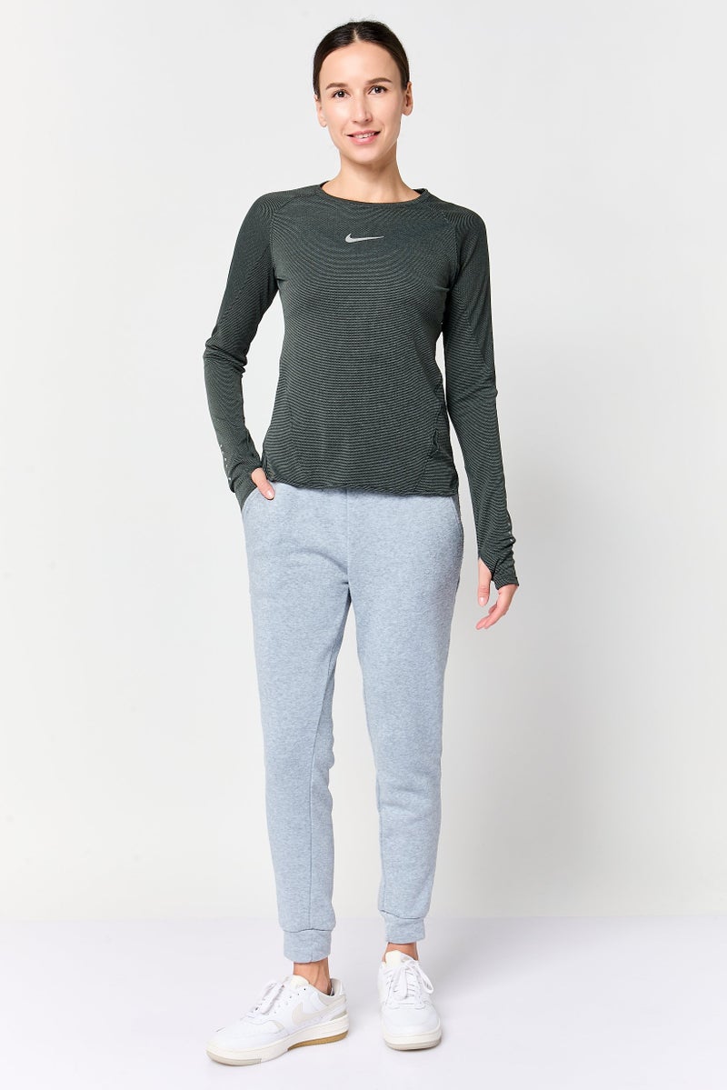 Nike Women Dri-Fit Brand Long Long Sleeve Running T-Shirt, Olive - Image 3